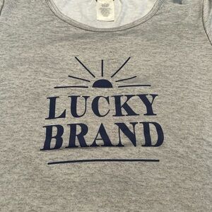 Lucky Brand matching Gray “Lucky Brand” graphic tee & Navy Print camo shorts!